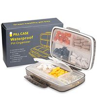 Travel Pill Organizer Case - Portable Supplement Organizer with 8 Large Compartments, Moisture Proof & Airtight Vitamin Organizer, Daily Pill Box Case for Medication/Fish Oils(Gray)