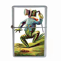 Perfection In Style Wind Proof Dual Torch Refillable Lighter Vintage Frogs Design 003
