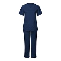 Nursing Scrub Set, Cnebo Unisex V Neck Working Uniform Short Sleeve Tops and Wide Leg Pants Men Women Workwear Suit