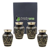Classic Radiance Brass Keepsakes Set of 4 - Elite Black & Gold Keepsake Urns - Engraved Majestic Radiance Token Urns - Handcrafted and Affordable Mini Urns for Ashes