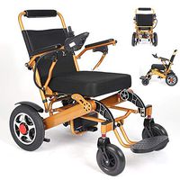 Electric Wheelchair Folding, Power Compact Mobility Aid Motorized Power Chairs, Personal Mobility Scooter Wheelchair with Powerful Dual Motor, FDA Approved,Yellow