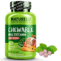 NATURELO Chewable Multivitamin for Children - with Natural Vitamins, Whole Food Minerals, Organic Fruit, Vegetable Extracts - Best Vegan, Vegetarian Supplement for Kids - 60 Tablets