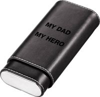 Visol Products Father's Day Black Leather Crushproof Cigar Case, My Hero