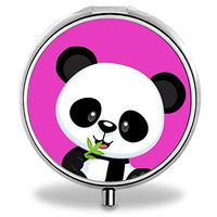 Compact 3 Compartment Medicine Case, IMLONE Customized Cartoon Panda Pill Organizer Metal Pill Box Pill Container for Purse, Travelling and Daily Needs