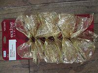 Gold Wired Lace Ribbon Small 6" Bows with 4 Loops and 4 Tails (5 Per Package)