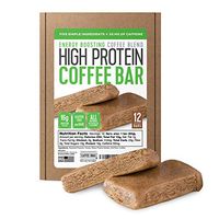 Protein Coffee Energy Bar, Made with Five Simple Ingredients, All Natural, Gluten Free, Non GMO & 16g of Protein, Made with Real Coffee (55mg Caffeine per bar), 12 Bars (Peanut Butter)
