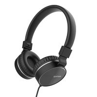 Headphones, GORSUN Microphone Volume Control Folding Lightweight Headset Cellphones Tablets Smartphones Laptop Computer PC Mp3/4（Black）