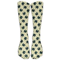 Marijuana Weed Leaf Nylon Smooth Compression Knee Socks Convenient Golf Men & Women Cartoon Knee-high Long Tube Crew Socks