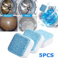 Solid Washing Machine Cleaner, Effervescent Tablet Washer Cleaner Deep Cleaning Remover Decontamination for Bath Room Kitchen (5pcs)