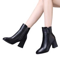 Outtop(TM) Women Winter Martain Boots Lady High Heel Short Ankle Booties Shoes (US:6, Black)