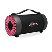 AXESS SPBT1059 Portable Indoor/Outdoor Bluetooth Media Speaker with Built-In FM Radio Rechargeable Battery and 4" Subwoofer Pink