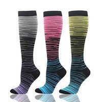 HLTPRO Compression Socks for Women & Men - 3 Pairs Knee High Socks for Flight, Travel, Nurses, Pregnancy, Edema