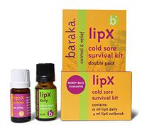Baraka LipX Survival - Fast Acting Organic All Natural Cold Sore Remedy and Fever Blister Relief with Essential Oils - Survival Kit - Relief and Control
