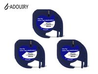 Replace DYMO LetraTag Refills Label Tape 91331(S0721660) Black on White Plastic Labeling Tape, for DYMO LetraTag Label Maker LT-100H LT-100T QX50, 1/2 Inch x 13 Feet, 12mm x 4m (3 Pcs)