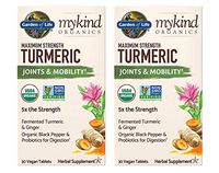 MyKind Organics Maximum Strength Turmeric Joints & Mobility 5X The Strength with Fermented Turmeric and Ginger, Organic Black Pepper and Probiotics for Digestion (30 Vegan Tablets) Pack of 2