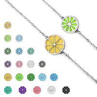 2 PCS Essential Oil Diffuser Bracelet Aromatherapy Bracelet Diffuser for Women Stainless Steel Lemon Locket Adjustable Starry Chain with 10 Refill Pads