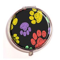 LCTCKP Cute colorful paw prints Custom Fashion Hot Round Pill Box Decorative Metal Western Medicine Tablet Container Box