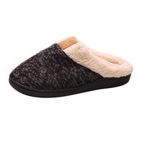 Men's Comfy Memory Foam Slippers Soft Warm Solid Wear Resistant Home Cotton House Slippers with Plush Fleece Lining Black