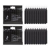Mega Candles 40 pcs Unscented Black Mini Taper Candle, 4 Inch Tall x 1/2 Inch Diameter, Great for Casting Chimes, Rituals, Spells, Vigil, Witchcraft, Wiccan Supplies, Wax Play & More