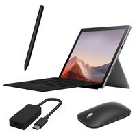 Microsoft Surface Pro 7 2 in 1 Touchscreen Tablet 12.3" 2736x1824, 10th Gen i5, 8GB RAM, 128GB SSD, Quad-Core, USB-C, Backlit, Webcam, Win 10 w/Black Type Cover, Pen, Mouse, DP Adapter