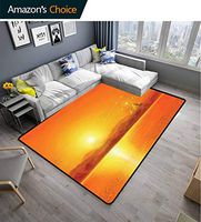 Bigdatastore Egypt Moon & Stars Area Rug Anti Slip, Sacred Geometry Symbol Hanging in The Air Sun Ancient Scenery Reflection Print, Fashionable High Class Living Bedroom Rugs(8'x 10')