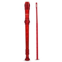 Soprano Descant Recorder 8 Hole-3 Piece Kids Crystal Music Flute w/Cleaning Rod Bag Instruction Red