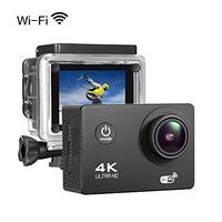 Sports Action Camera 4K 16MP Ultra HD Waterproof Sports Camera 170°Wide Angle/ 2" LCD IPS Screen/ 2.4G Remote/ 30m Waterproof/WiFi Underwater Video Cam for Cycling Swimming Snorkeling (Black)
