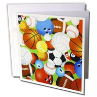 3dRose Painted Balls Of Sports - Greeting Cards, 6 x 6 inches, set of 12 (gc_60532_2)