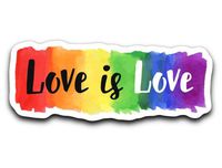 95Vibes Love is Love LGBT Gay Homosexual Lesbian Marriage Rainbow Pride Vinyl Decal Sticker 3''x4''