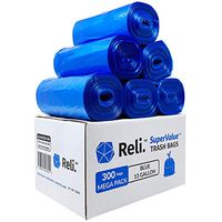 Reli. SuperValue 13 Gallon Recycling Bags (300 Count) Blue Trash Bags 13 Gallon - Garbage Bags (13 Gal - 16 Gal Tall Kitchen Garbage Bags in Bulk), Blue