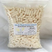 PurecapsUSA - 1,000 Size 00 Fillable White Empty Vegan Acid-Resistant (Enteric) Capsules