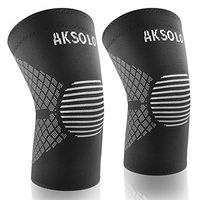Knee Brace for Women Men (Pair) - AKSOLO Anti Allergy Compression Sleeve (Black&White, 001-B)