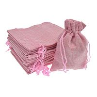 Bezall 20pcs Drawstring Burlap Jute Sacks Jewelry Candy Pouch Christmas Wedding Party Favor Gift Bags (Pink, 2.7 x 3.5")