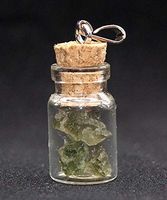 Moldavite Silver Small Jar Pendant Charm
