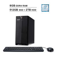 Acer 2019 Premium Aspire TC 885 Desktop, Intel 6-Core i5-8400 up to 4.0 GHz,Intel UHD 630, 8GB DDR4 RAM, 512GB SSD (Boot) + 2TB HDD, DVD, HDMI, Bluetooth, WiFi, Windows 10 Home
