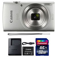 Canon Ixus 185/Elph 180 20MP Digital Camera 8x Optical Zoom Silver with 32GB Memory Card