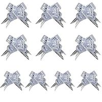 Lanyun Ribbon Pull Bows Flower String Festival Tree Party Gift Wrapping Decoration Ornaments Present Birthday Wedding Christmas New Year Party 10 Pcs 3cm Width (Silver Bowknot)