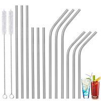 XIYUNTE 12pcs Metal Drinking Straws Reusable - XIYUNTE Stainless Steel Drinking Straws with 2 Cleaning Brush for Smoothie, Milkshake, Cocktail