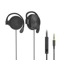Clip-on Headphones, subwoofer Stereo Wired Headphones, Compatible with 3.5mm Interface Device, with Microphone（Black）