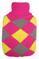 Warm Tradition Pink Diamonds Knit Covered Hot Water Bottle - Bottle Made in Germany