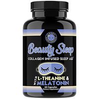 Beauty Sleep, Collagen Infused Night Time Sleep Aid, All Natural Pills with L-Theanine, Melatonin, Magnesium & Hyaluronic Acid by Angry Supplements (1-Bottle)