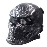 Party Masks - Skull Skeleton Full Face Halloween Mask Airsoft Army Games Tpr Eye Shield Decor - Masquerade Couples Stick Capes Pack Women Bulk Masks Wear Glasses Superhero Gold Male Dinos