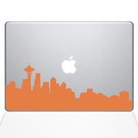 The Decal Guru Seattle City Skyline Decal Vinyl Sticker, 15" MacBook Pro (2015 & Older Models), Orange (2332-MAC-15P-P)