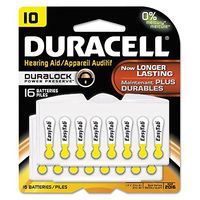 Duracell DA10B16ZM10 Button Cell Hearing Aid Battery, 10, 16/Pk