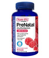 YUM-V's Complete Prenatal Daily Multi-Vitamin Jellies (Gummies) w/ Folic Acid, Berry Flavor (90 count), Chewable Pregnancy Vitamins for Women; Gluten Free, Kosher, Halal, Low Sugar Dietary Supplement