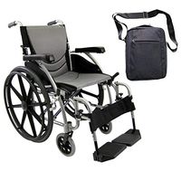 Karman S-Ergo 115 Ultra Lightweight Ergonomic Wheelchair | Seat Size 18" X 17" | Swing Away Footrest | Fixed Wheels and Mag Wheels in Silver & Free Front Zip Pocket Medical Utility Bag Black!