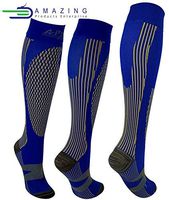 New Generation Compression Socks Best for Men & Women (20-30 mmHg) Graduated Fit for Running, Marathon, Nurses, Flight Travel, Pregnancy - Reduce Lactic Acid (Large, Marathon-4 Under - True Blue)