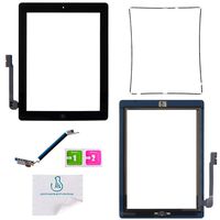 OmniRepairs Touch Screen Glass Digitizer OEM Assembly Replacement with Home Button Flex Compatible for iPad 3 (3rd Generation) with Adhesive Tape and Midframe Bezel (Black)