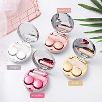 Yionloe Fashion Creative Round Marble With Tweezers Mirror Contact Lens Case Eyeglass Cases