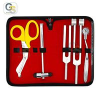 G.S 6 Piece Medic Student Diagnostic Kit - Reflex Hammer and Tuning Fork Set C 128 and C 512. Includes A Wantenberg Pinwheel and A Premium Steel Bandage Scissor 7.5” Best Quality